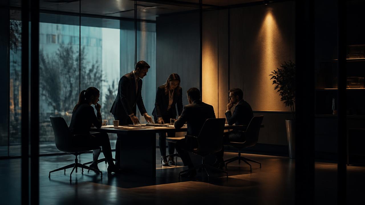Equipo de negocios planificando estrategia de crecimiento